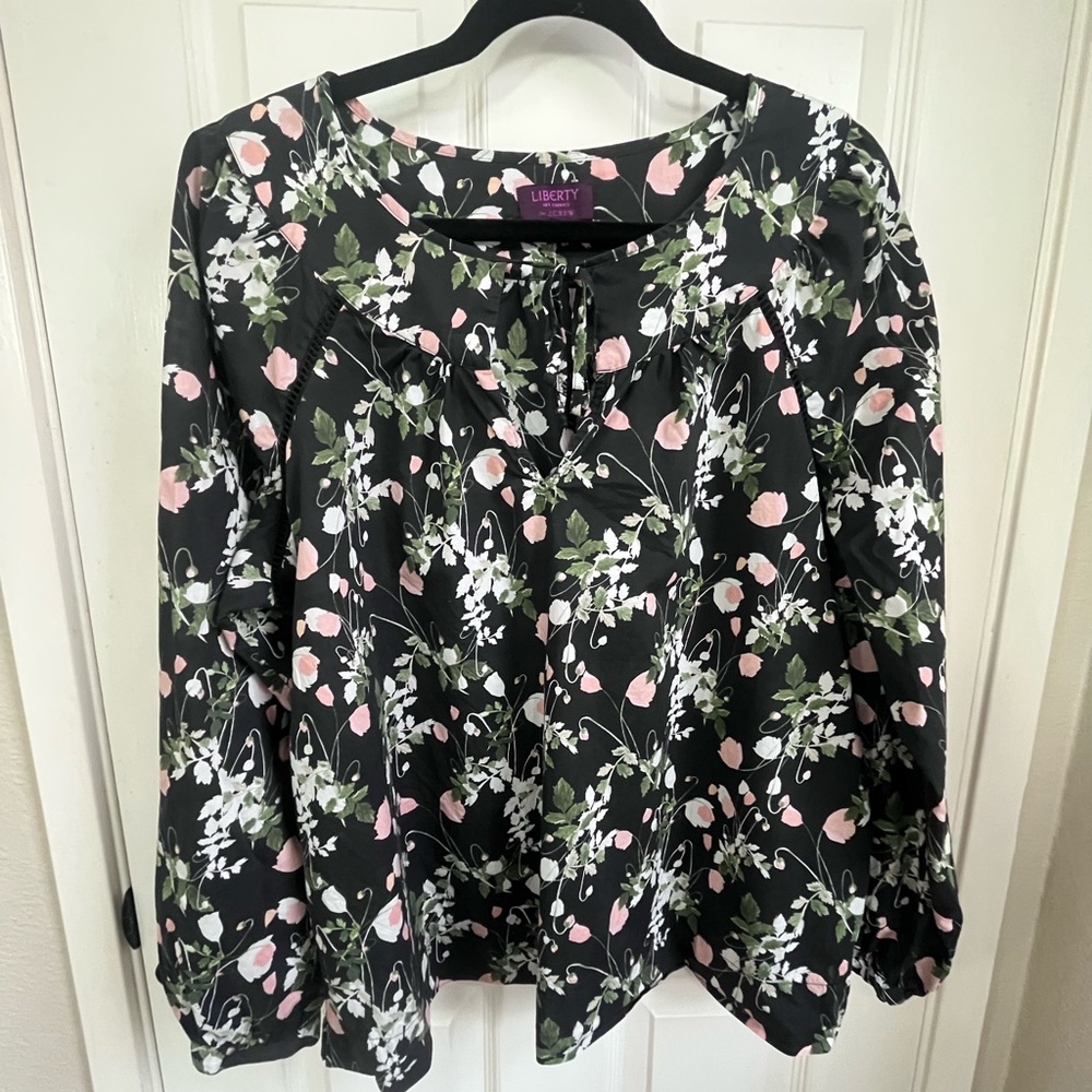 J. Crew Liberty Black Floral Women's Top